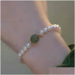 Chain Women Fashion Freshwater Pearl Bracelet Beaded Elastic Beads Jade Bracelets Jewelry Drop Delivery Jewelry Bracelets Dhlmh