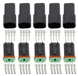 Czarne 5 zestawów 4 pin DT044PDT064S Wodoodporny drut samochodowy Electrical złącze deutsch Plug2595614