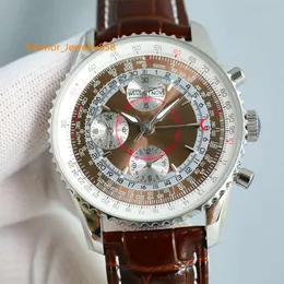 Mens Watch 43mm Timing Mechanical Movement Fashion Wristwatch Leather Strap Waterproof Montre De Luxe