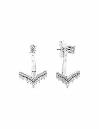 Köpüklü CZ Diamond Wishbone Saplama Küpe Otantik 925 Sterling Sivler Kadınlar Düğün Tasarımcı Mücevherleri Orijinal Hediye Kutusu S3448710