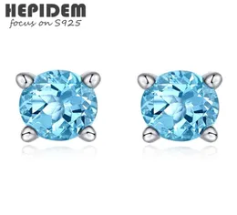 Hepidem 100 Really Topaz Peridot Stud Earring Women 925 스털링 실버 한국 천연 블루 보석 선물 선물 고급 보석 HJA025 26868460