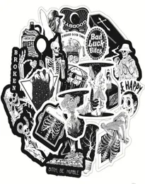 50pieceslot av punk svart skalle doodle klistermärken pvc vattentät kylskåp skateboard motorcykel dekorativ dekal klistermärke8423614
