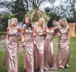 Urban Sexy Dresses Custom Made Bling Sparkly Bridesmaid Dresses Rose Gold Sequins Mermaid Two Pieces Prom Gowns Backless Country Beach Party Dresses BM0233 Q240307