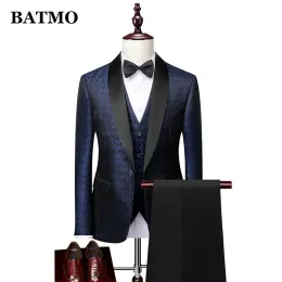 スーツBATMO 2023新しい到着春のカジュアルスーツメン、メンズウェディングドレス、ジャケット+パンツ+ベスト、1755