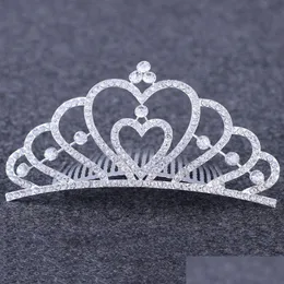 Aktualizacja biżuterii ślubnej Kryształowa panna młoda Tiara grzebień Diamond Heart PałAcie nagłówek głowy ślubne norce gęzia ślubne urodziny DHC56