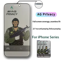 iPhone 15 14 13 12 11 Pro Max Mini Anti Spy Ag 강화 유리 필름을위한 Matte Privacy Screen Protector iPhone X XS Max