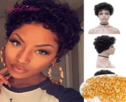 Micro Curl 6inch التضخيم التجويف شعر مستعار Afro kinky مجعد الأشقر البسكاني مجعد Wigs Jerry شعر مجعد الموجة القصيرة أشقر