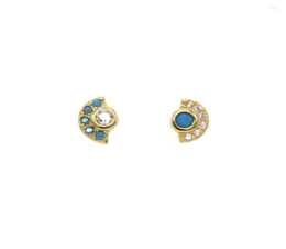 Stud Earrings 925 Sterling Silver Mismatched Earring Paved Cz Turquoises Geometric Minimal Delicate For Girl3920014