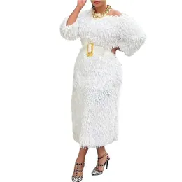 Weiße afrikanische Hochzeitsparty-Kleider für Frauen, Frühling, langärmelig, figurbetontes Kleid mit Quaste, Dashiki-Kleidung, Outfits 240226