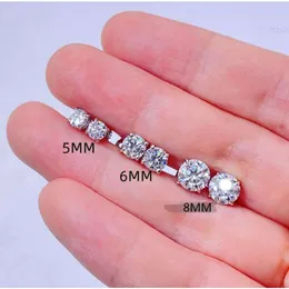 12 Month Birthstone April White S925 Jewelry Solid Silver Round Star Shape Gemstone 925 Sterling Zircon Stud Earring