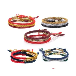 Charm Bracelets Jln Mti-Colors Buddhism Vajrayana Knot Adjustable Bracelet Handmade Cotton Rope Lucky Knots Tibetan Bracelets For Man Dh9Qm