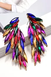 Модные выдолбленные металлические серьги с цветными кристаллами в форме крыльев, ювелирные аксессуары со стразами для женщин 2206302053494