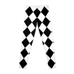 Aktywne spodnie Czarno -biały wzór Harlequin Legginsy Sport dla kobiet za rajstopy sportowe dziewczęta damskie