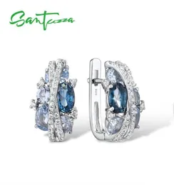 Ear Cuff Santuzza Silverörhängen för kvinnor 925 Sterling Shimmering Blue Cubic Zirconia Glamorösa fina smycken 2211078032724