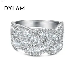 Dylam Heißer Verkauf Luxus Punk Hip Hop Kubanischen Cz Zirkon Zirkonia Ring Edlen Schmuck S925 Sterling Silber Diamant Ringe für Frauen