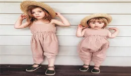 15T Summer Toddler Kids Baby Girl Romper ärmlös Solid Strap Jumpsuit Elegant Söta prinsessekläder Boho Beach Outfits1146751