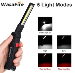 Przenośne latarnie Wasafire 5 tryby Praca LED LED Naładek USB ładowane magnetyczne światło robocze pochodni do kempingu CAR6517084