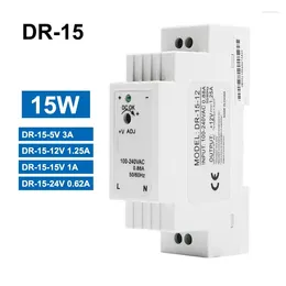 Controle Home Inteligente DC 12V 24V Comutação Fonte de Alimentação Tipo Trilho Pequeno Volume DR-15-0.63A 1.25A 5V 15V Transformador 15W