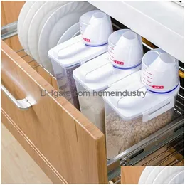 Storage Bottles & Jars 2L Plastic Cereal Dispenser Storage Food Grain Rice Container Nice Transparent Kitchen Box Flour New 503 201022 Dhygf