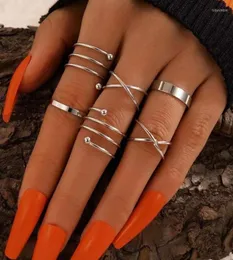 Pierścienie ślubne Zestaw pierścienia geometrii Dopasowywanie dla kobiet złota wypita biżuteria Bague Femme Anillo Bohemian Style Bague Girls Annaeaux 20222142125
