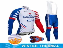 2020 NOWOŚĆ GROUTAMA FDJ Cycling Team Jersey BIBS Pants Zestaw Ropa Ciclismo Mens Winter Thermal Fleece Pro Bike Jacket Maillot Wear5282543