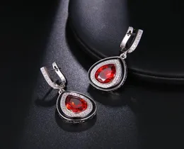 Dangle Avize Hermosa Mozambik Kırmızı Garnet Takı Küpe Damla Küpe 36mm Güzel Kadın Hediye2039711