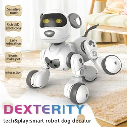Rolig RC Robot Electronic Dog Stunt Dog Voice Command Touch-Sense Music Song Robot Dog for Boys Girls Childrens Toys 6601 240304