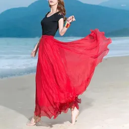 Röcke 2024 Einfarbig Langes Kleid frauen Sheer Ballett Party Tanz Frühling/sommer Casual Urlaub Kostüm P771