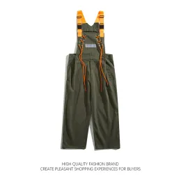 Hosen High Street Anzugs Anzug Gurt Hose Männer Frauen losen lässige Weitbein -Sling -Jumpsuit mit Gurten Paar Sport gerade Bein Rolmer