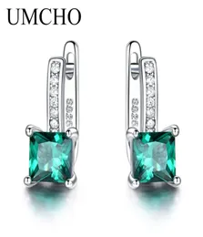 Ear Cuff Umcho skapade Green Emerald Gemstone Clip Earrings for Women Solid 925 Sterling Silver Jubileumsgåvor Tillbehör 22118925427