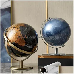 Dekorativa föremål Figurer Retro World Globe Decoration Terrestrial Map Modern Home Decor Geography Education Office Desk Accessor DH2F9