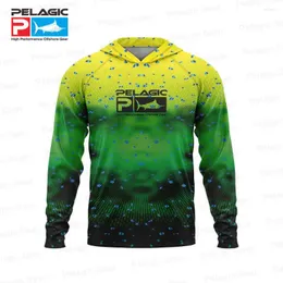 Casacos de caça Pelagic Men Hood Camisa de pesca Manga comprida Roupas T Uv Protection Vestuário