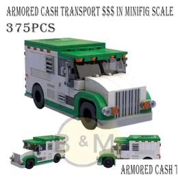 Blocos Moc Transporte de dinheiro blindado em escala Minifig Modelo de construção Kit de construção Bloco de tijolos de travamento automático Presente de feriado para crianças 230928 Dhyie