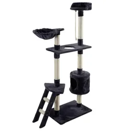 Yeni 60Quot Cat Tree Tower Condo Scratcher Mobilya Kitten Pet Evi Hammock Gray4970287