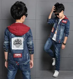 Children039s clothing boy denim suit 2020 new spring Korean children039s jacket big children Denim Jacket Jeans 2 Pcs Set 5415373