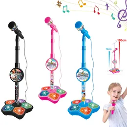 Kids Microphone with Stand Karaoke Song Music Instrument Toys Brain-Training Educational Toy Birthday Gift for Girl Boy 240226