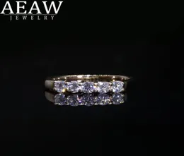 AEAW 14K białe złoto 01ct 3mm Całkowicie 05ctw DF Ciągły Cut Embagmentalding MOISSANITE LAB LAB DIAMENT Pierścień dla kobiet7439581