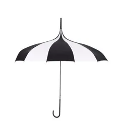 Czarno -białe parasol deszczowy Kobiety Duża duża długa rączka Gotycka klasyczna wiatroodporna wieżę Pagoda Styl Szybka dostawa 4635333