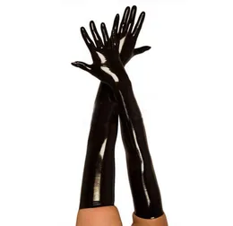 大人のセクシーな長いラテックス手袋黒女性カップフェチフェックレザーグローブクラブウェアセクシーなキャットスーツコスプレコスチュームアクセサリー