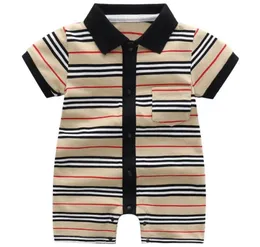 Retailwhole bebê meninos listrado casual malha macacão infantil recém-nascido crianças cavalheiro fino algodão onepiece macacões chi6656730