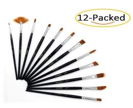 12 canetas embaladas para pintura em tela, ferramenta de pintura artística, caneta aquarela com cabelo wnylon para pintura a óleo acrílica, iniciante039s to2668603