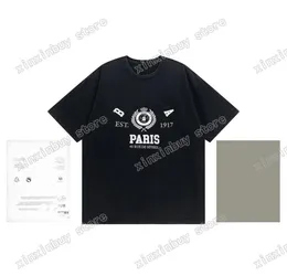 22SS män kvinnor designers t skjortor tee Paris förstörde öronvete slips färgbrev bomull kort ärm besättning hals streetwear svart grå4687152