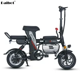 Yeni katlanabilir elektrikli scooter elektrikli bisikletler 12 inç ebeveyn-çocuk 350W 48V mini elektrikli bisiklet dört süspansiyon sistemi