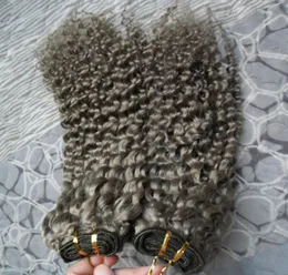 Tessuto capelli grigi tessuto brasiliano per capelli fasci 200g brasiliano riccio crespo vergine grigio tessuto riccio capelli umani 2PCS2243391