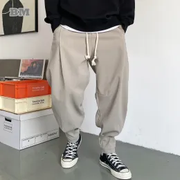 Pantaloni per la tuta casual waffle check tracce pantaloni harajuku pantaloni neri per uomini abbigliamento streetwear hip hop sport jogger larghi