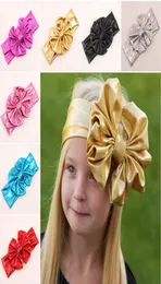 50pcs metal color latest BOW hair band bronzing headband Baby Metallic big bow elastic headband Vintage Head Wrap Hair Accessories5412749