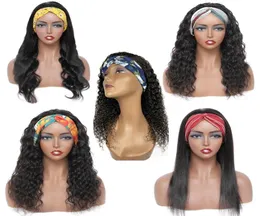 Bütün kafa bandı peruk insan saç satıcı gövdesi Derin su dalgası siyah kadınlar için düz afro kinky kıvırcık hiçbiri dantel makinesi yapımı wig5880669
