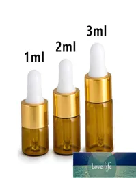 20pcs 123 ml Amber Cam Esansiyel Yağ Aromaterapi Damlaları Şişeler Altın Alüminyum Kapak Reaktifi Damla Göz Sıvı Pipet Şişesi1104960