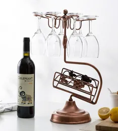 Metal Wine Rackwine Glass HolderCountertop Stojak 1 Butelka Uchwyt do przechowywania wina z 6 szklanymi świątecznymi prezentem na WI8613875