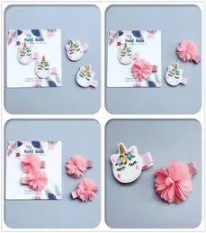 Whole Boutique 15Sets Fashion Cute Glitter Unicorn Floral Hairpins Solid Felt Animal Horse Star Barrettes Princess Headwear fo2018384